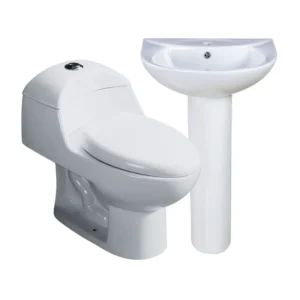 COMBO INODORO ONE PIECE + LAVATORIO + PEDESTAL BLANCO - FRENCIA
