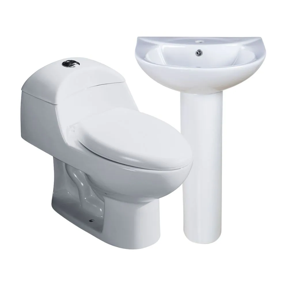 COMBO INODORO ONE PIECE + LAVATORIO + PEDESTAL BLANCO - FRENCIA
