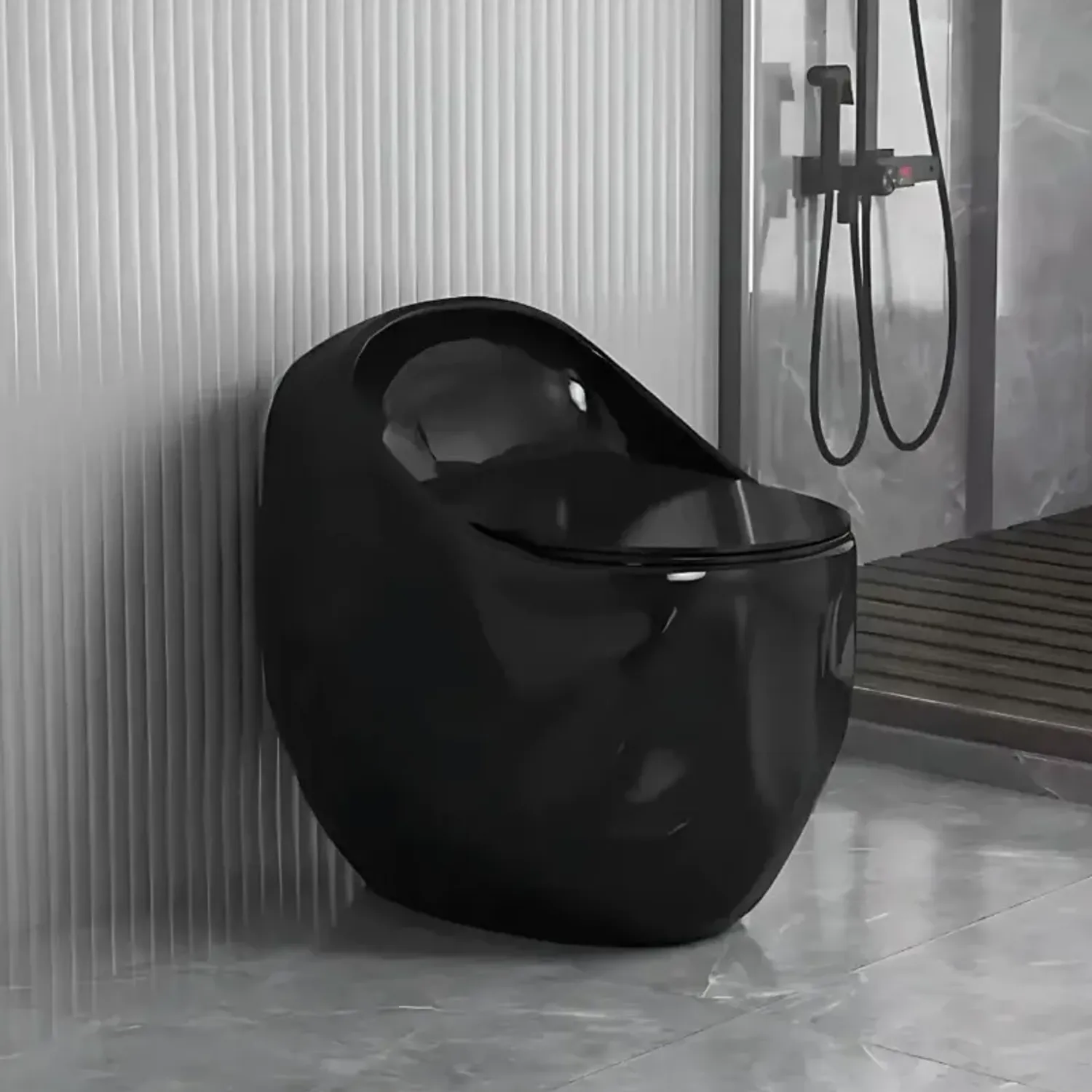 INODORO ONE PIECE AFRODITA OVALADO NEGRO 8880 - FRATELLI PREMIUM - Imagen 4