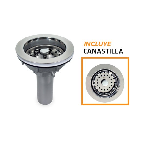 DESAGUE PVC C/CANASTILLA CROMADA DE 4" LB-9125 CAJA - FRATELLI - Imagen 4