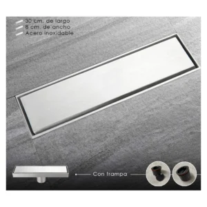 SUMIDERO REVERSIBLE RECTANGULAR CROMADO 30X8 - SEVILLA